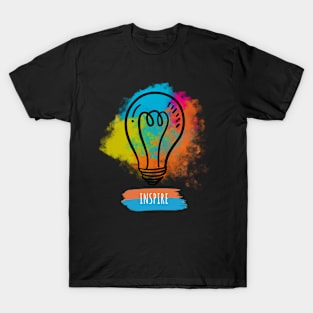 Inspire Colorful Watercolor Bulb for Motivation &Creativity T-Shirt